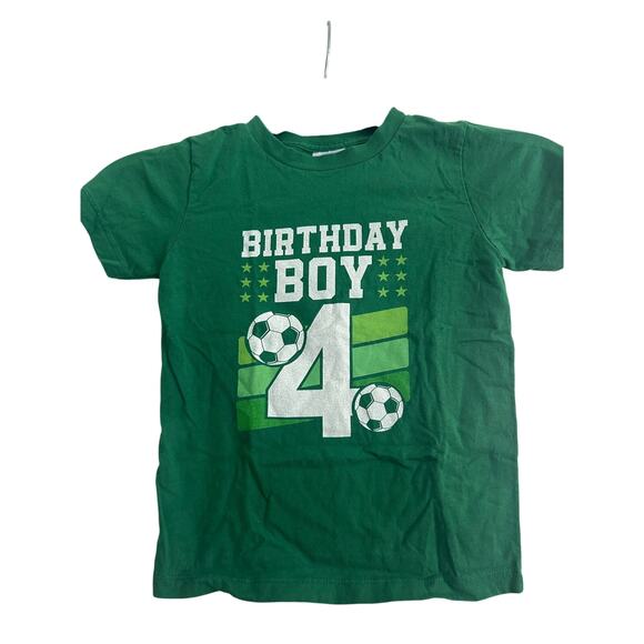 NWOT Port and Company Toddler Boys Green Birthday Boy 4 Soccer T Shirt Size 4T - Picture 1 of 3